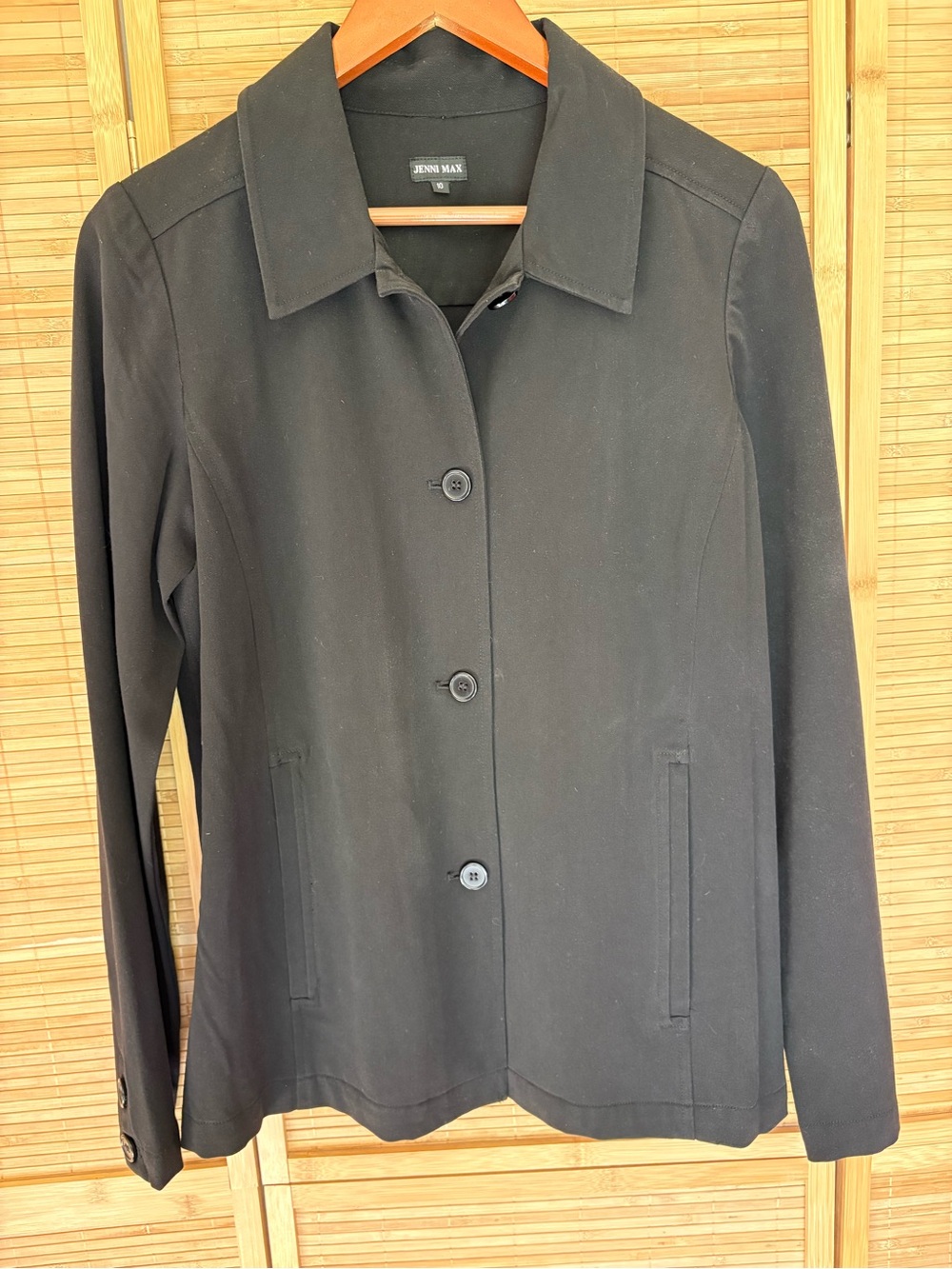 Jenni Max Sz 10 Black Button-Front Blazer Jacket Summer Weight